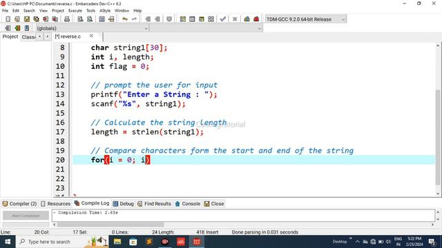 C Program to Check whether the Given String is a Palindrome !! C Programming Interview Questions