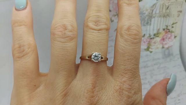 Золотое кольцо с бриллиантом 0,77 ct смотреть онлайн