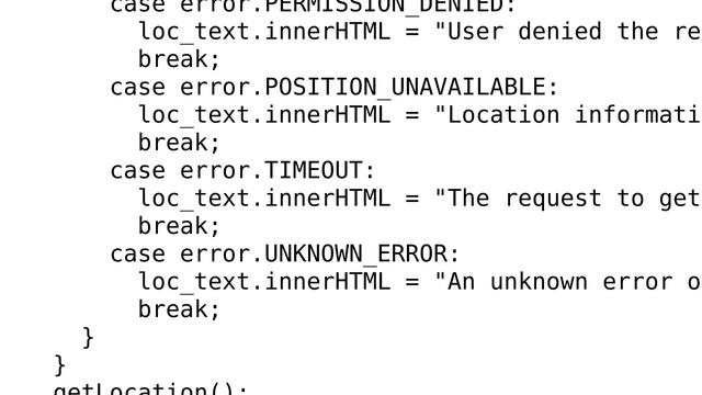 Code Review: javascript-Location access in a web page