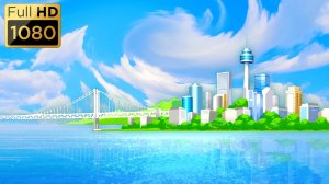 Анимационный фон "Мегаполис". Cartoon background "Blue city".