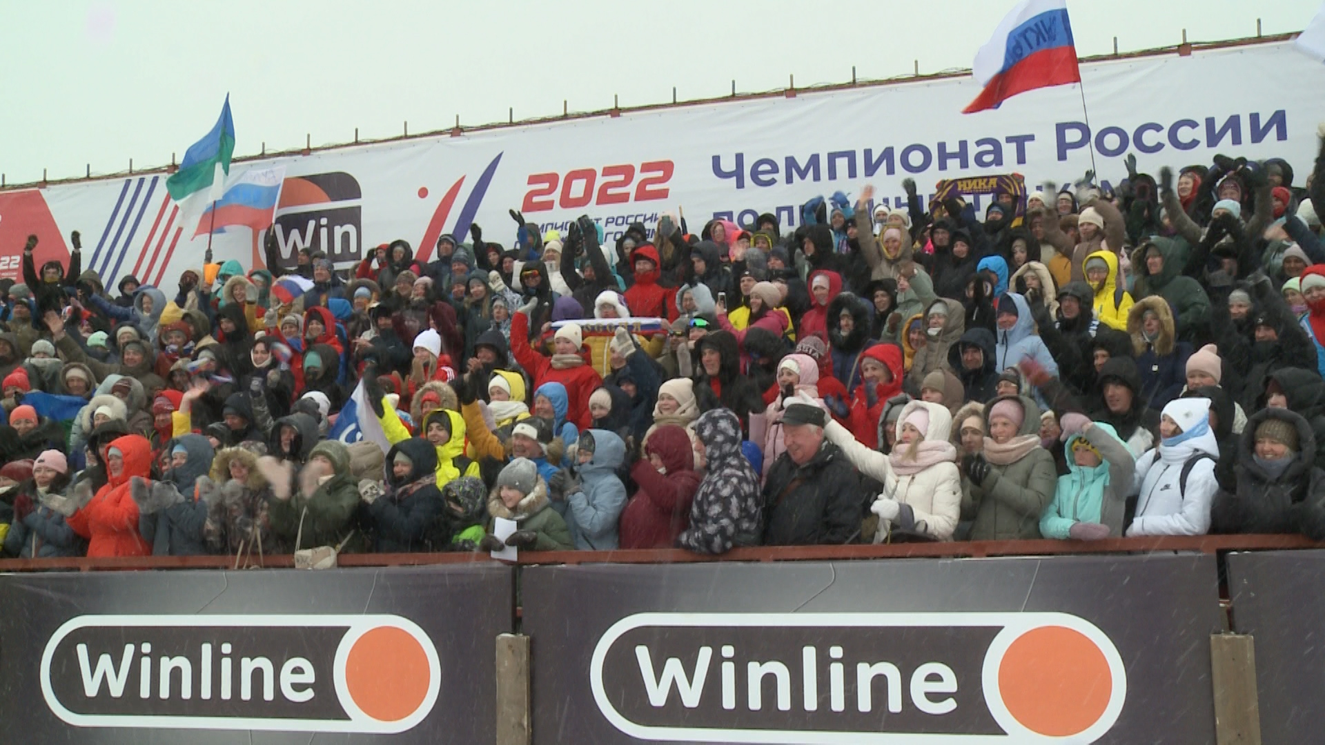 Чемпионат России по лыжным гонкам. Мужской марафон 50 км свободным стилем. Церемония награждения.