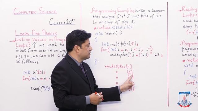 Class 10 - Computer Studies - Chapter 4 - Lecture 7 - FOR Loop & Array with Examples -Allied School