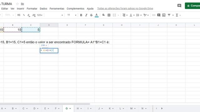 excel FORMULA= A1*B1+C1