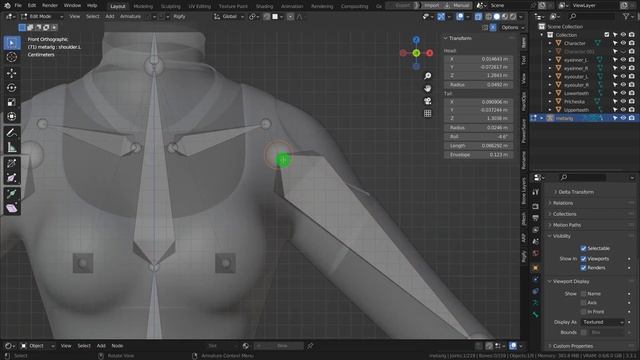 Риггинг персонажа в Blender c помощью аддона Rigify. Размещаем кости.