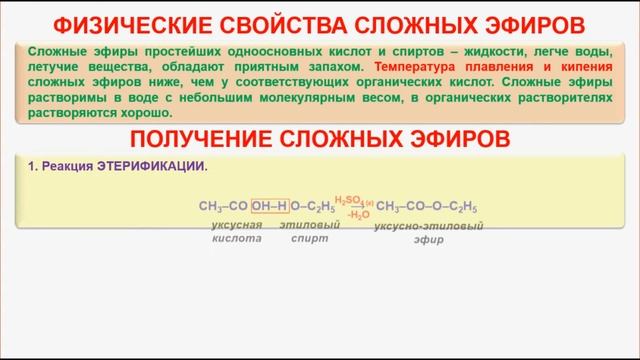 Утверждение соответствующее характеристике сложных эфиров