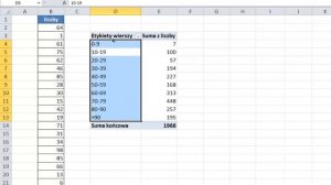 Excel - Liczenie liczb w przedziałach - Tabele przestawne - widzowie #23