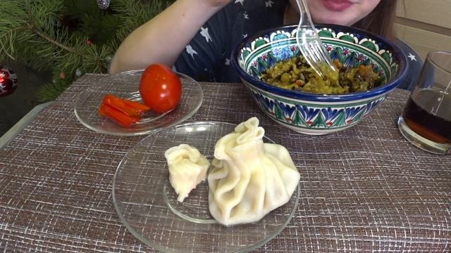 ASMR ГРУЗИНСКИЕ  ХИНКАЛИ С ГОВЯДИНОЙ И КИНЗОЙ | Mukbang Khinkali/АСМР ПЛОВ/СОЛЕНЫЕ ПОМИДОРЫ АСМР