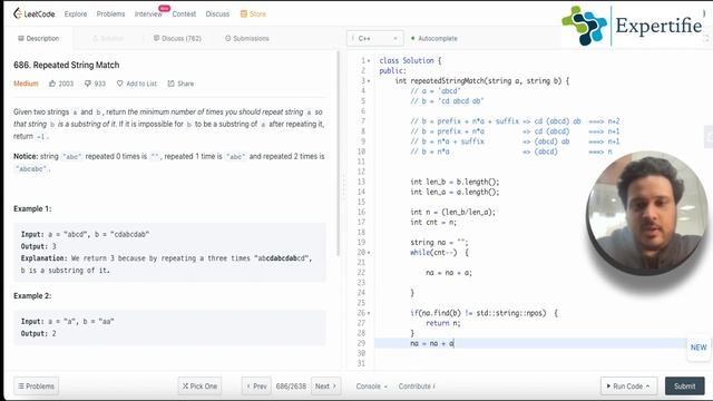 686. Repeated String Match Leetcode Solution | String Matching Algorithm