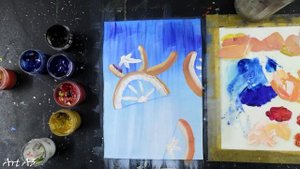 ДОЛЬКИ АПЕЛЬСИНА/ Гуашь/ Как нарисовать АПЕЛЬСИН. Рисуем просто. Рисунок №37.