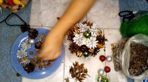 Новогодняя композиция. Поделки из природного материала.  DIY Christmas crafts.