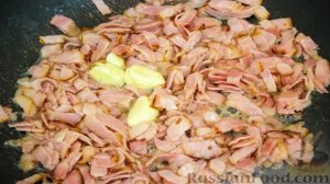 Макароны с беконом и сыром