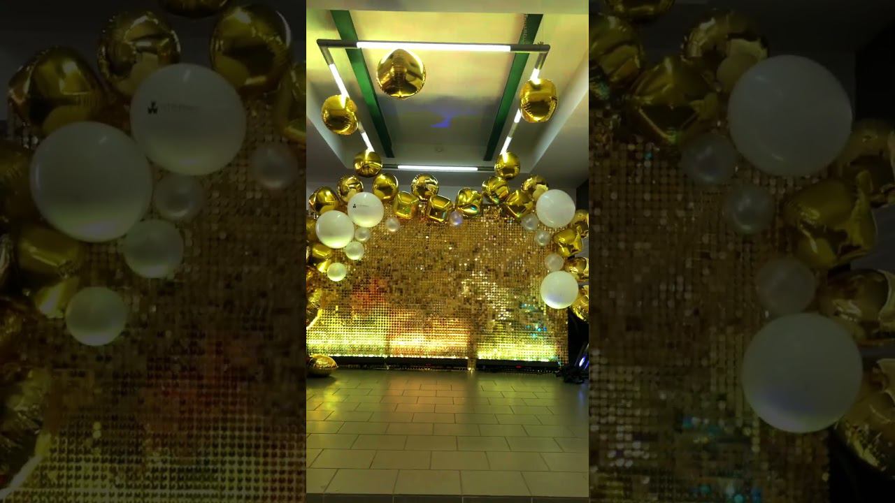 Золотая Фотозона из пайеток #фотозона #пайетки #gold #праздник #золото