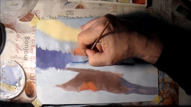 Как нарисовать зимний пейзаж. Как нарисовать снег. Как нарисовать елку