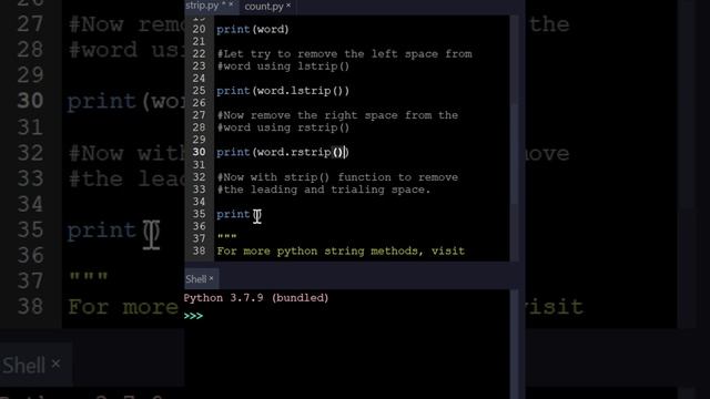 Python String Method: Strip(), rStrip(), lstrip().