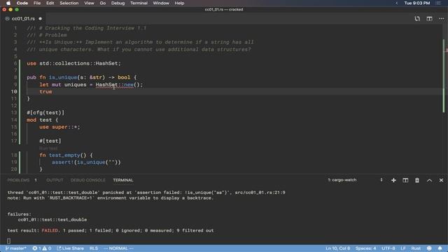 Rust - Cracking the Coding Interview 1.1 12