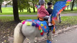 Дарина Лайт катается на лошадке в Великом Новгороде