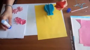 Объёмная аппликация ваза с цветами