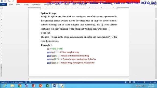 Online Core Python Programming (Data Types) Day-2 #SARVAVASI