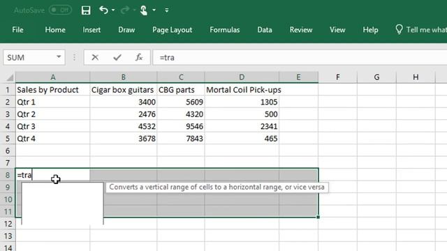Excel - transpose content of cells смотреть онлайн