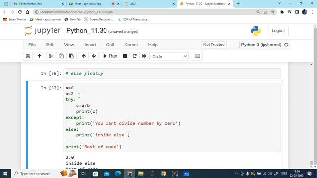 Exception Handling in Python   |pythonforbeginners|python full course in hindi|pythontutorial|pytho