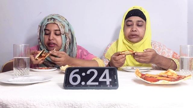 SIX Large PIZZA eating বউ শাশুড়ি।।Bou vs Sasuri large 6 pizza || World record| Funny Eating show