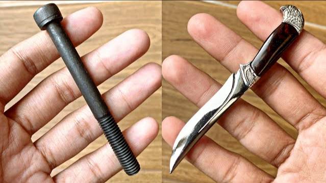 making mini knife pendant out of bolt - handmade small knife pendant смотреть онлайн