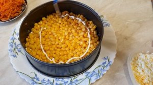 Слоеный салат// с курицей //c корейской морковкой