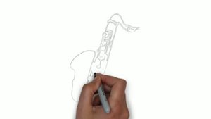 как нарисовать саксофон,how to draw a saxophone,cómo dibujar un saxofón