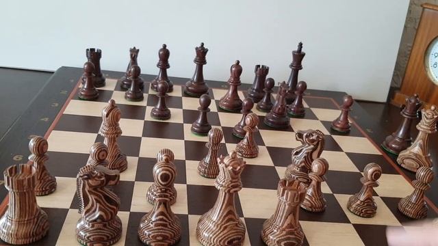 шахматы " Дом Стаунтон " 3.75" Зебрано, Фишер - Спасский