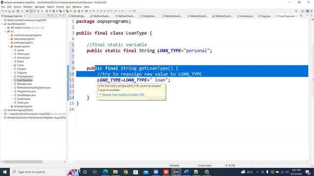 CoreJava Final Keyword Explanation Theory Programs AUG20220824