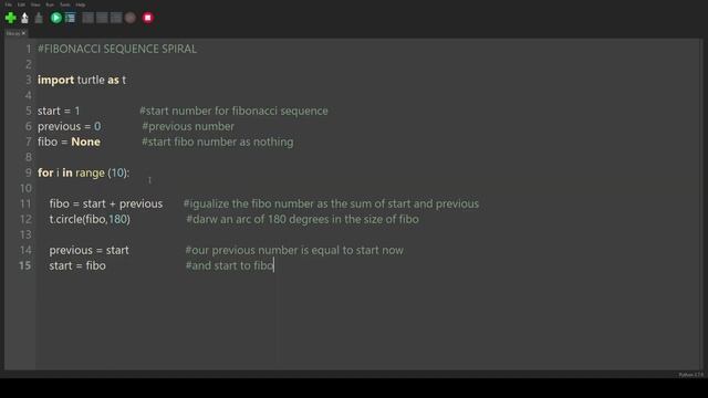 Python Turtle Tutorials 29 # Fibonacci Spiral