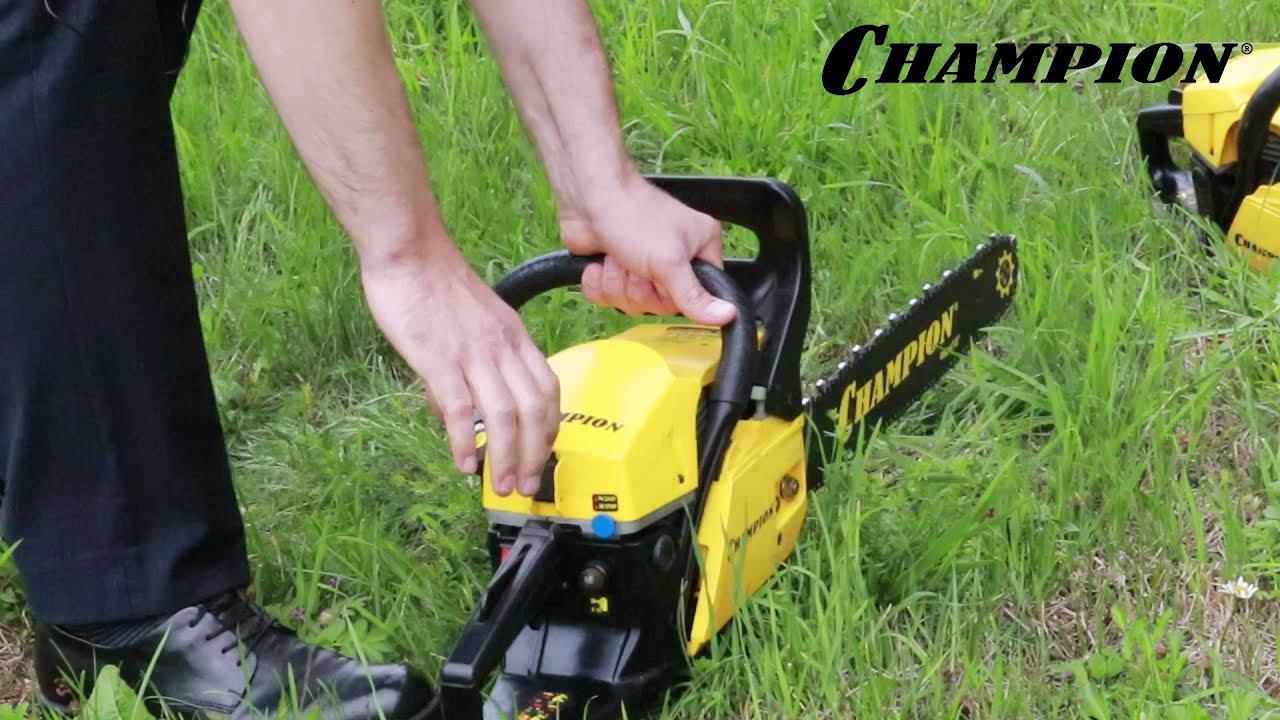 Champion: "Самир в сети" Про запуск бензопилы и первую вспышку при запуске холодного двигателя смотреть онлайн
