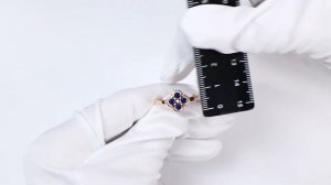 Кольцо из золочёного серебра Аквамарин с фианитом и гидротермальным сапфиром А68824АБ-п