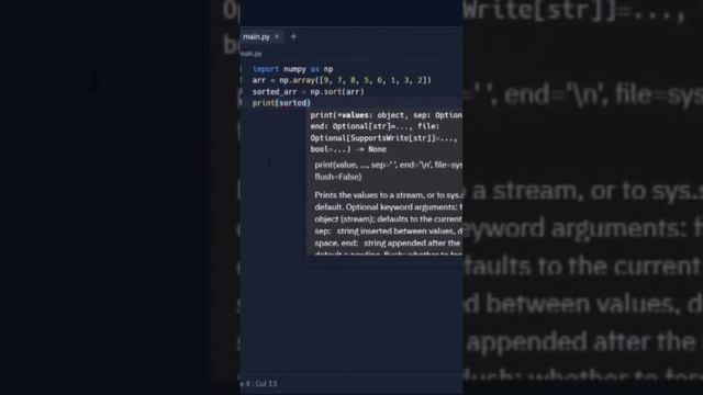 #20 Sorting NumPy Arrays #100daysofcode with #python #100 #shots