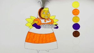 Раскраска бабушка Капа, учим цвета, Лунтик. Coloring pages for children.