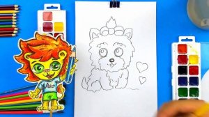 Как нарисовать СОБАЧКУ красками акварель