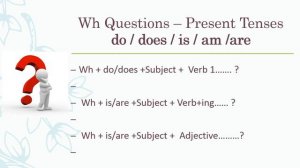 Wh questions - English grammar lesson for students, what, when, why, where, who, how