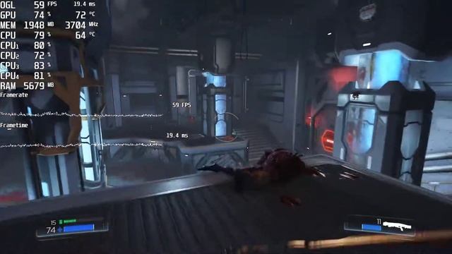 Doom (OGL API). FPS Test AMD Athlon II X4 641 (Nvidia GeForce GTX 1050) смотреть онлайн