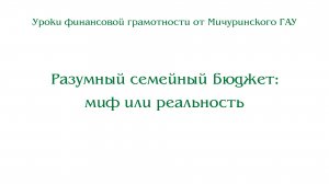 Кириллова С.С. Разумный семейный бюджет: миф или реальность