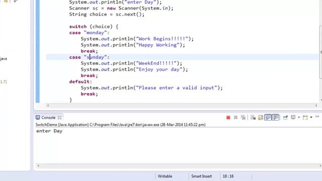 Java for Beginners Session-10 Example for switch case in java смотреть онлайн