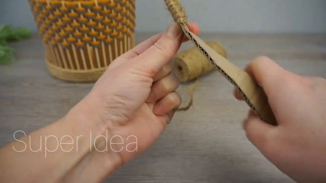 Взяла Шнур для макраме и сделала Оригинальную Корзину с Крышкой