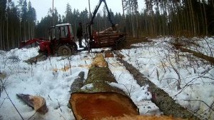 За дровами на т-25 с погрузчикам My home made log loader
