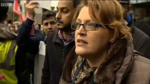 BBC News coverage of minicab drivers protest outside TfL HQ