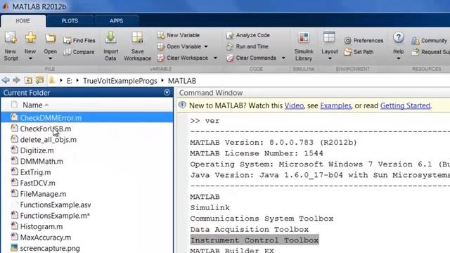 Digital Multimeter Matlab Programming Example