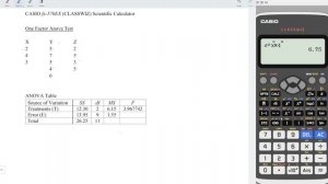 One factor ANOVA test (fx-570/991EX)