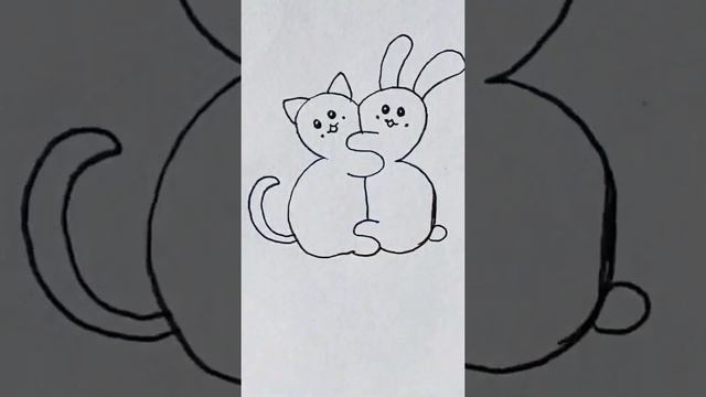 Cat and Rabbit Drawing 🐈 🐇  #cat #rabbit #drawing