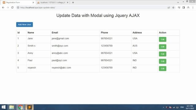 Update Data using Bootstrap Modal in PHP with AJAX Jquery with Source Code