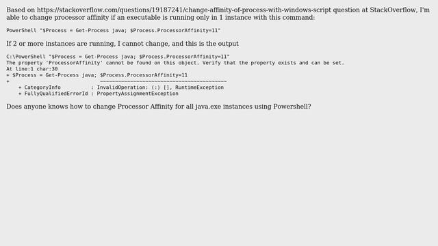 Windows + Powershell: How to change Processor Affinity for all java.exe instances? смотреть онлайн