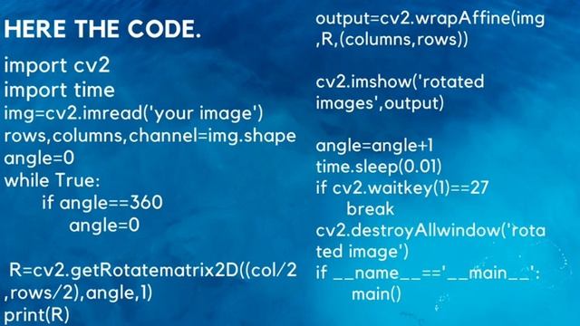 Rotate image using opencv and python