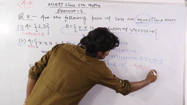 Class 11th Maths NCERT Exercise 1.2, Question 5 | Questions based on equal sets
